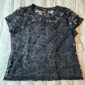 NWT Laundry by Shelli Segal floral Burnout Tee Sz XL